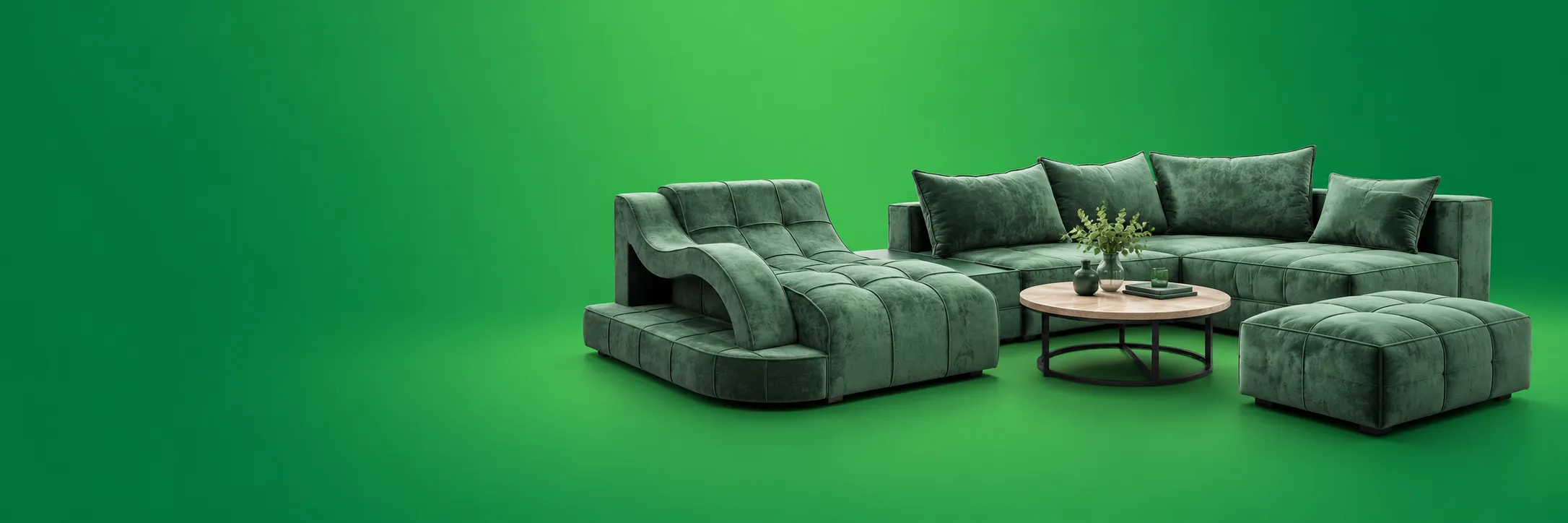 Зелёный диван Blumberg